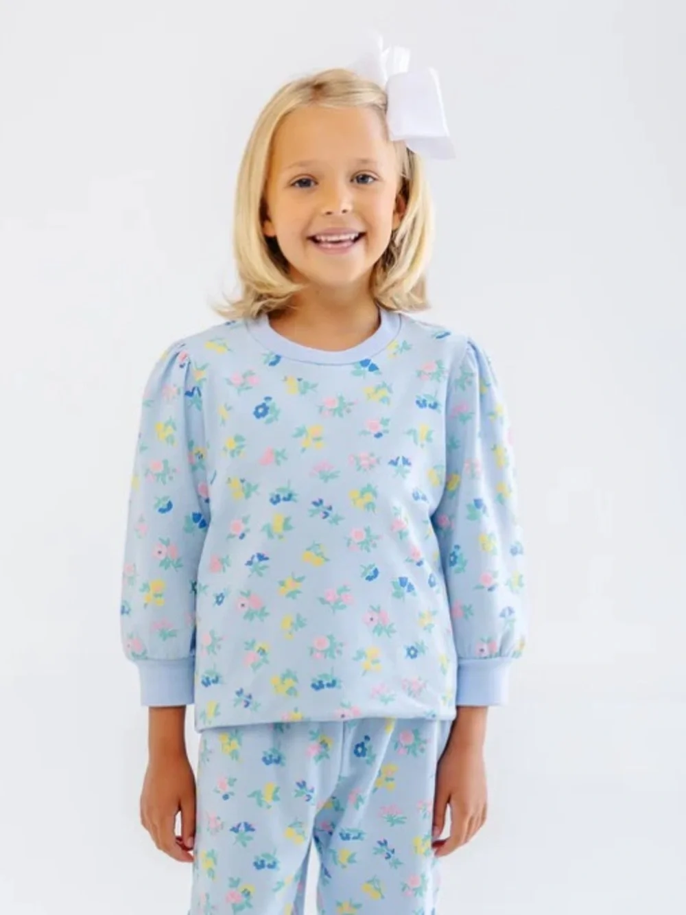 The Beaufort Bonnet Company Little London Flowers Buckhead Blue Sweatshirt 3T 10